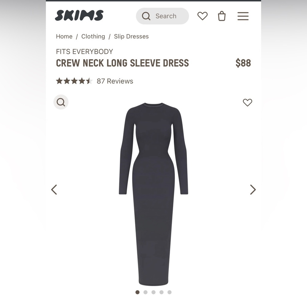 SKIMS crew neck long sleeve dress size medium